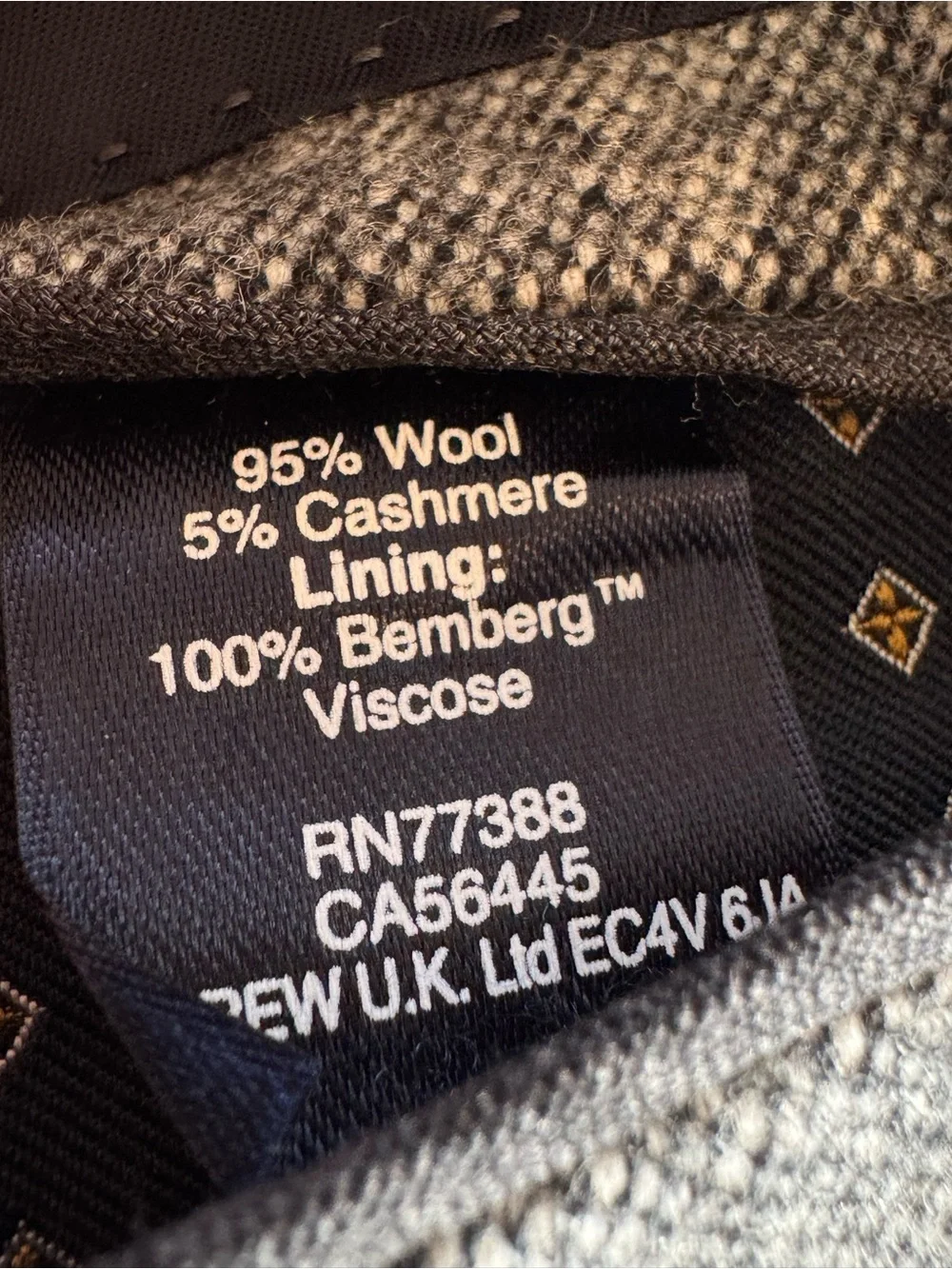 J.Crew Ludlow Gray Reid & Taylor Wool Cashmere Blazer size 44R EUC